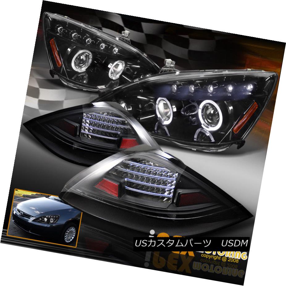 ヘッドライト 03-05 Accord 2Dr Halo Projector Gloss Black Smoked Lens Headlight+LED Tail Light 03-05 Accord 2Dr Haloプロジェクターグロスブラックスモークレンズヘッドライト+ LEDテールライト 【並行輸入品】