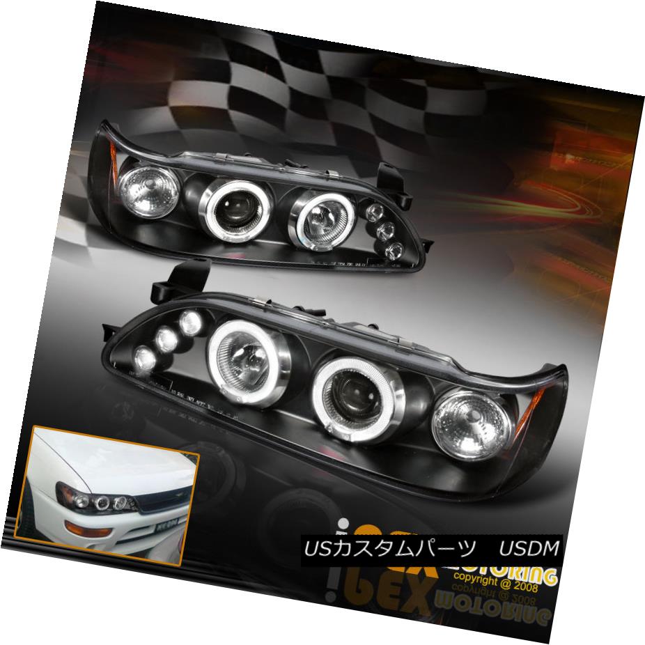 ヘッドライト For 1993-1997 Toyota Corolla Dual Halo Projector LED Headlights Black Headlamps 1993-1997トヨタカローラデュアルヘイロープロジェクターLEDヘッドライトブラックヘッドランプ 【並行輸入品】