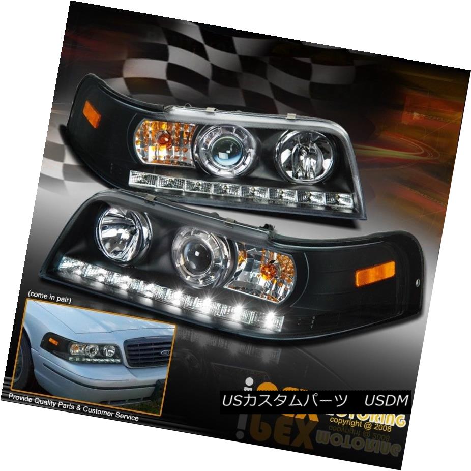 ヘッドライト 1998-2011 Ford Crown Victoria Projector LED Black Headlights Corner Signal Light 1998?2011年フォードクラウンビクトリアプロジェクターLEDブラックヘッドライトコーナー信号ライト 【並行輸入品】