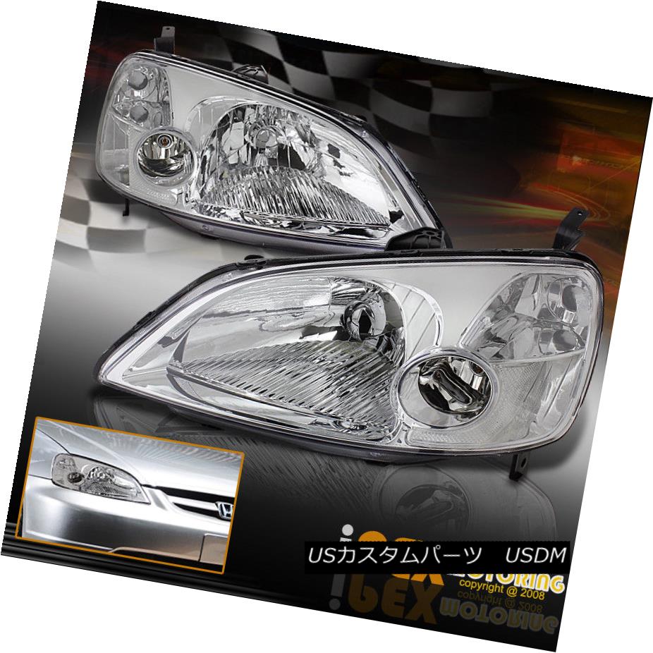 ヘッドライト 2001 2000 2003 Honda Civic JDM Style Chrome Headlights Left + Right Assembly 2001 2000 2003 Honda Civic JDMスタイルクロームヘッドライト左右アセンブリ 【並行輸入品】
