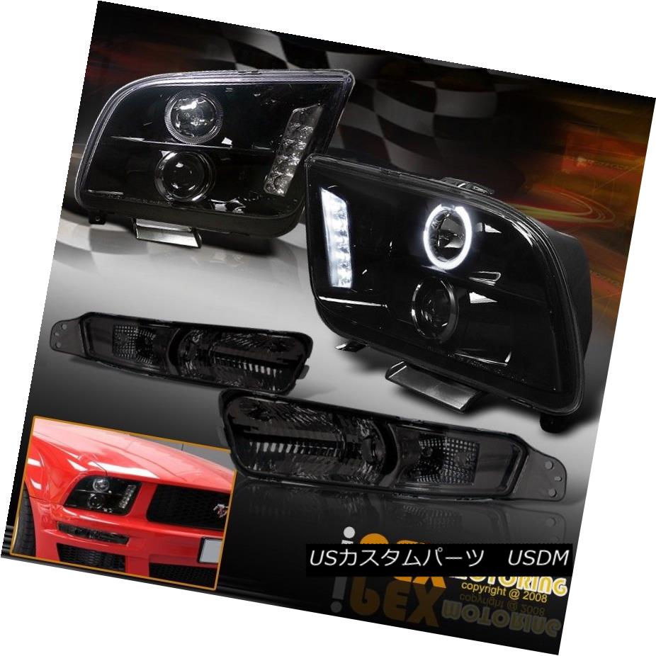 ヘッドライト 05-09 Ford Mustang Glossy Black Projector Halo Head Lights + Bumper Signal Lamps 05-09 Ford Mustang Glossy BlackプロジェクターHaloヘッドライト+バンパーシグナルランプ 【並行輸入品】