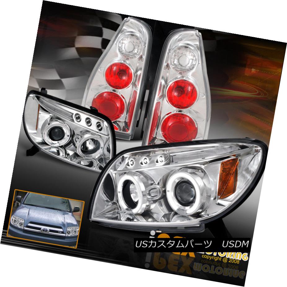 ヘッドライト 2003-2005 Toyota 4Runner Halo Rim Projector LED Headlights + Tail Lights Chrome 2003-2005トヨタ4Runner HaloリムプロジェクターLEDヘッドライト+テールライトクローム 【並行輸入品】