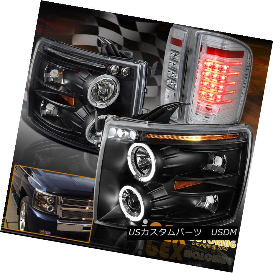 ヘッドライト 2007-2014 Chevy Silverado 1500 2500 Projector LED Black Headlights + Tail Lights 2007年?2014年Chevy Silverado 1500 2500プロジェクターLEDブラックヘッドライト+テールライト 【並行輸入品】