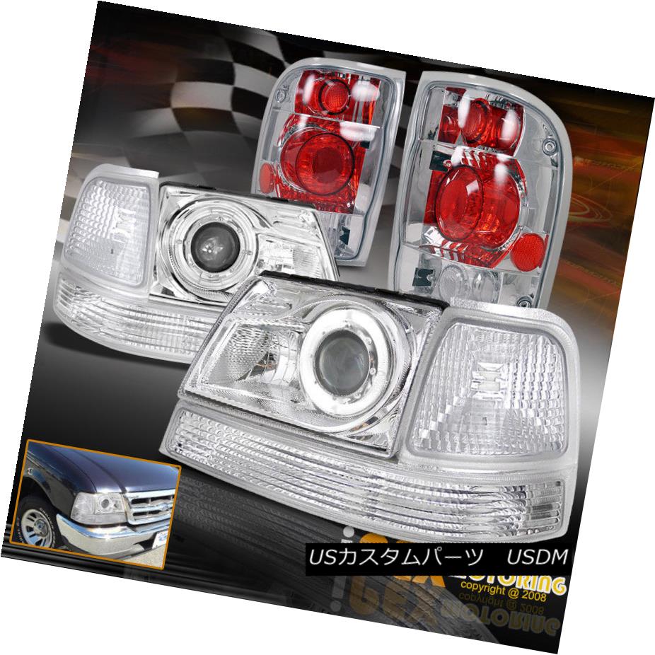 ヘッドライト 1998-2000 Ranger Halo LED Projector Chrome Headlights w/ Signals + Tail Light 1998?2000年レンジャーハローLEDプロジェクタークロームヘッドライト（シグナル+テールライト付き） 【並行輸入品】