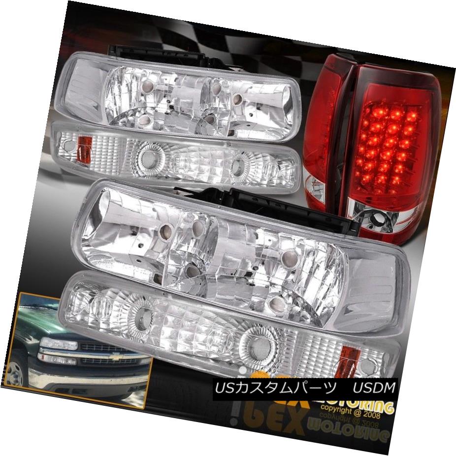 ヘッドライト Chrome 99-02 Chevy Silverado Headlights + Bumper Signal Lights + LED Tail Light Chrome 99-02シボレーシルバラードヘッドライト+バンパーシグナルライト+ LEDテールライト 【並行輸入品】
