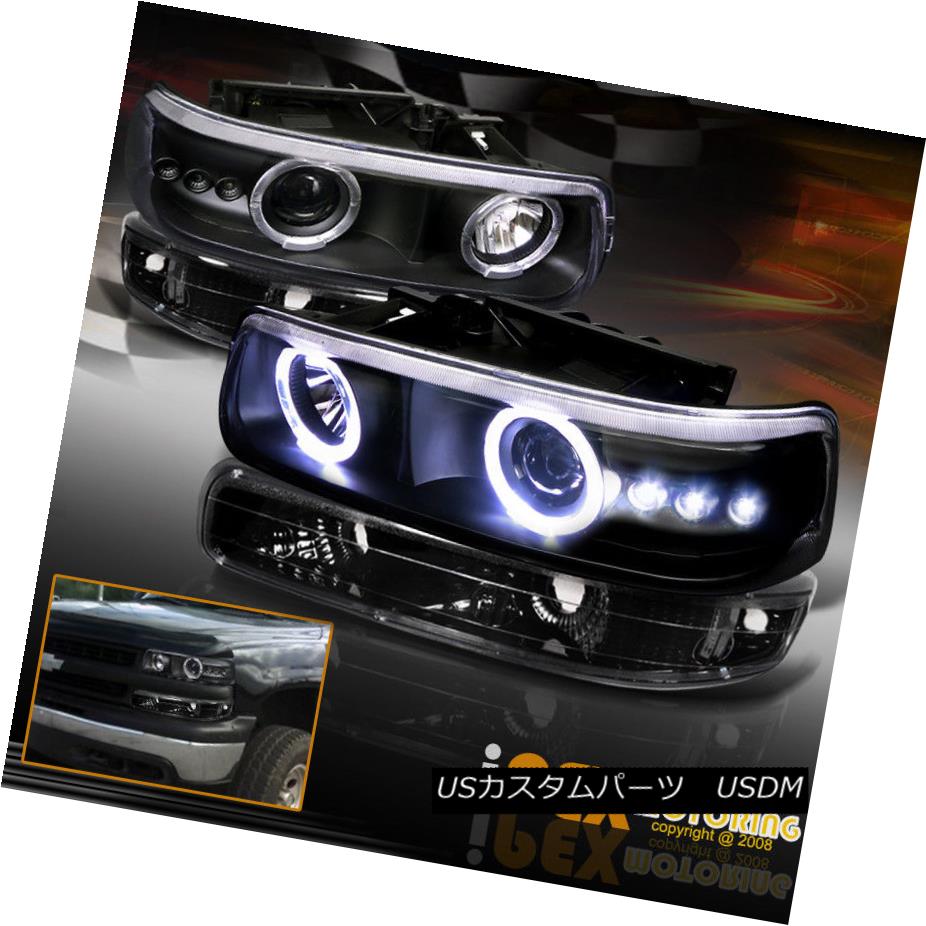 ヘッドライト 99-02 Chevy Silverado/00-06 Tahoe Halo Projector LED Head Light + Signals Black 99-02 Chevy Silverado / 00-0 6タホハロープロジェクターLEDヘッドライト+信号ブラック 【並行輸入品】
