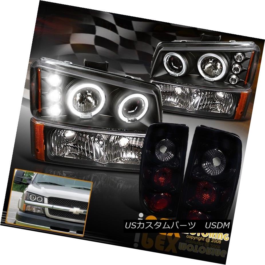 ヘッドライト 2003-2006 Silverado Halo Projector LED Headlights+Signals+Jet Black Tail Light 2003年?2006年シルエラード・ハロー・プロジェクターLEDヘッドライト+ Sig nals +ジェットブラックテールライト 【並行輸入品】