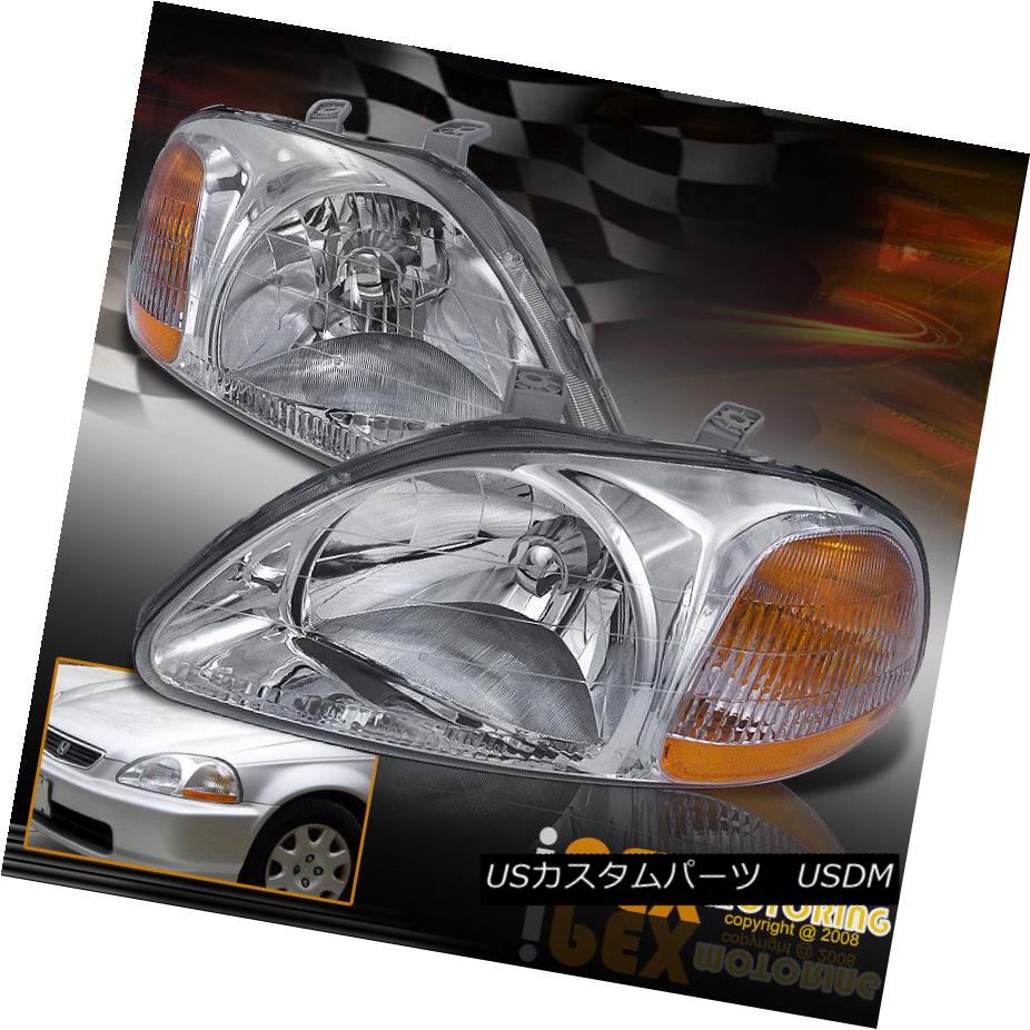 車用品 車用品 ヘッドライト ライト ランプ ヘッドライト Chrome 車用品 バイク用品 1996 パーツ 1997 Honda Style 1998 Civic Factory Chrome Headlights Headlamps W Warranty 1996 1997 1998ホンダシビックファクトリースタイルクロームヘッドライト