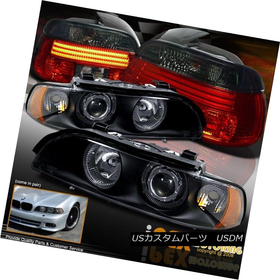 ヘッドライト 1997-2000 BMW 5-Series E39 Halo Projector Black Headlight + LED Smoke Tail Light 1997-2000 BMW 5シリーズE39ハロープロジェクターブラックヘッドライト+ LED煙テールライト 【並行輸入品】