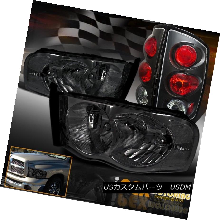 ヘッドライト 2002-2005 Dodge Ram 1500/2500/3500 Dark Smoke Headlight + Euro Black Tail Light 2002-2005ダッジラム1500/2500/3500ダークグレーヘッドライト+ユーロブラックテールライト 【並行輸入品】