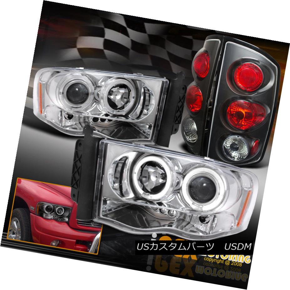 ヘッドライト 2002-2005 Dodge Ram Chrome Halo Projector LED Headlights + Black Tail Light 2002-2005 Dodge Ram Chrome HaloプロジェクターLEDヘッドライト+ブラックテールライト 【並行輸入品】