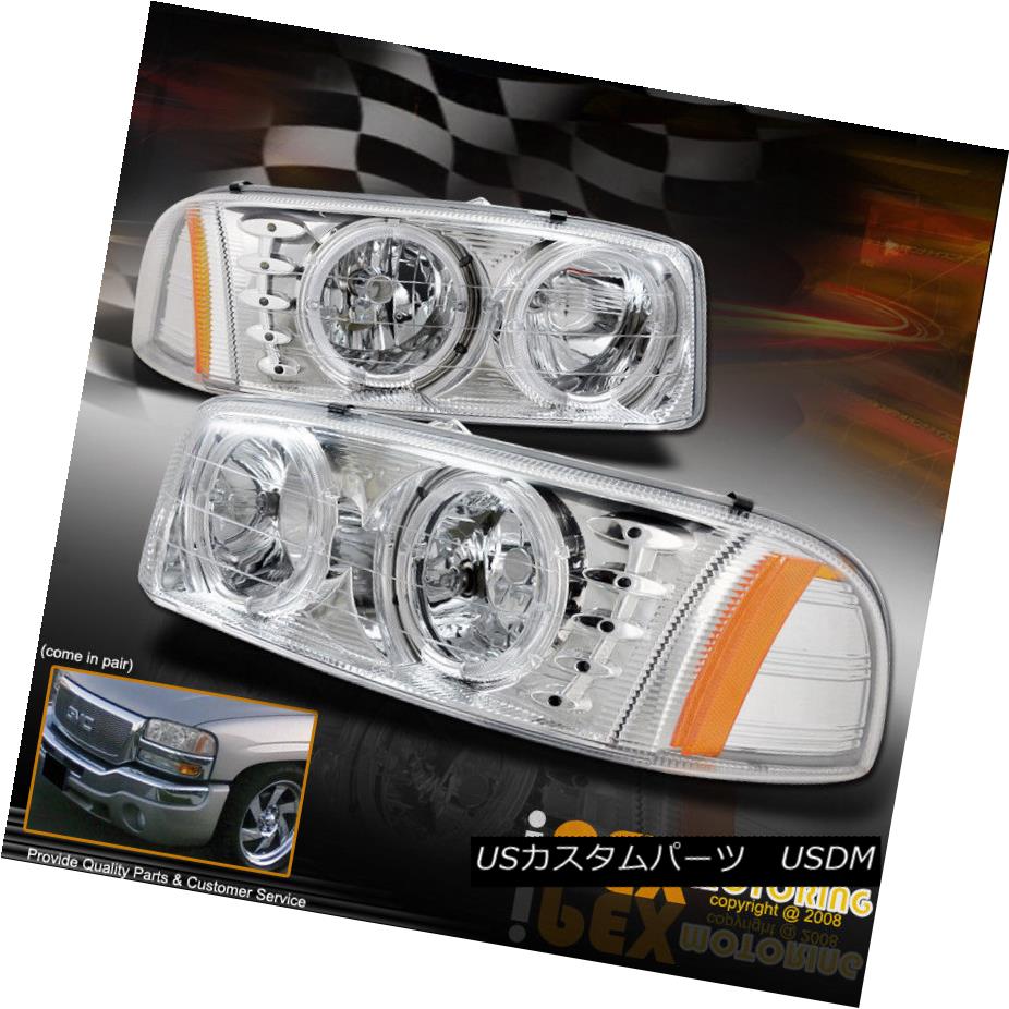 ライト ランプ ホットセール Gmc 00 06 Set Chrome Headlights Led Rim Halo Dual Denali Sierra Yukon Gmc 00 06 ヘッドライト Yukon Ledヘッドライトクロームセット デュアルハローリム Denali Sierra Kwakuku Com