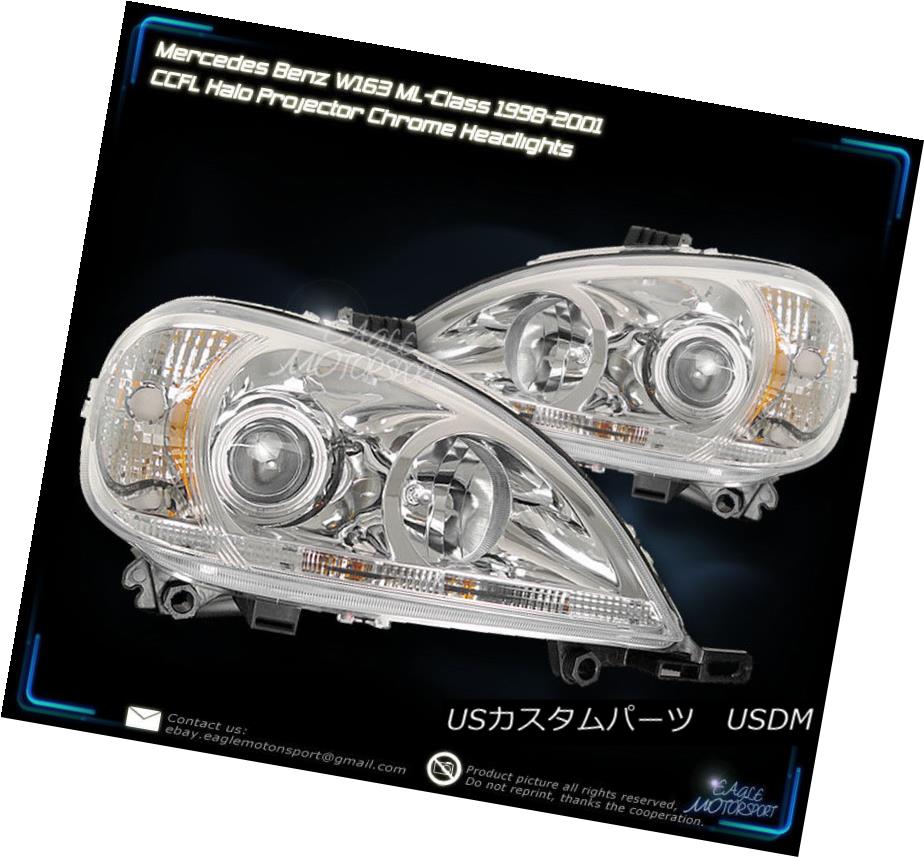 ヘッドライト Mercedes W163 CCFL Angel Eye Halo Projector Headlights +2x 50cm 30-SMD LED Strip Mercedes W163 CCFLエンジェルアイハロープロジェクターヘッドライト+ 2x 50cm 30-SMD LEDストリップ 【並行輸入品】