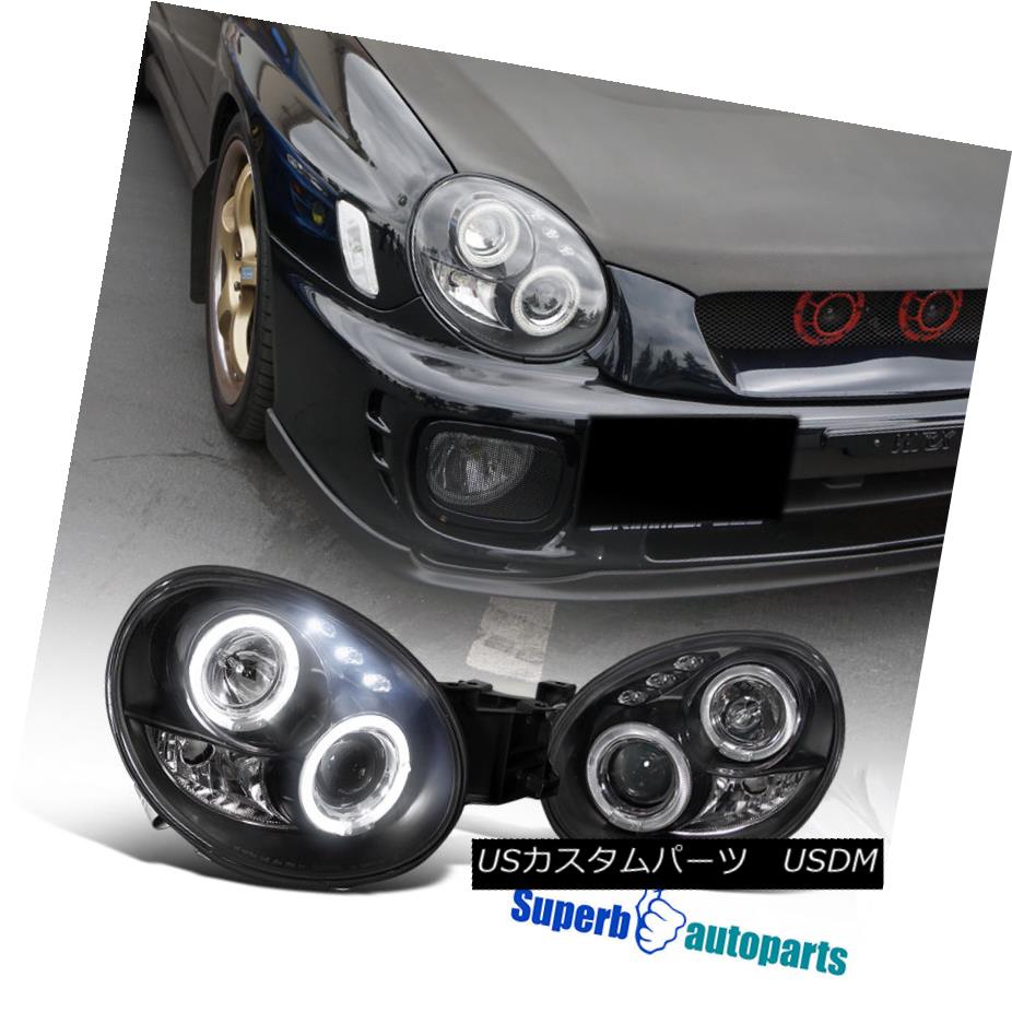 ヘッドライト For 2002-2003 Subaru Impreza WRX RS LED Dual Halo Projector Headlights Black 2002?2003年スバルインプレッサWRX RSデュアルヘイロープロジェクターヘッドライトブラック 【並行輸入品】