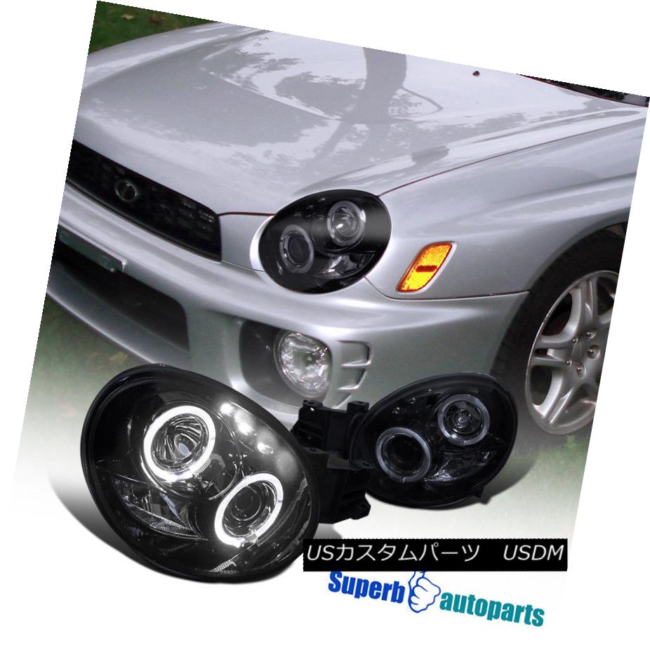 ヘッドライト For 02-03 Impreza WRX RS Smoke LED Dual Halo Projector Headlights Glossy Black 02-03インプレッサWRX RSスモークLEDデュアルヘイロープロジェクターヘッドライト光沢ブラック 【並行輸入品】