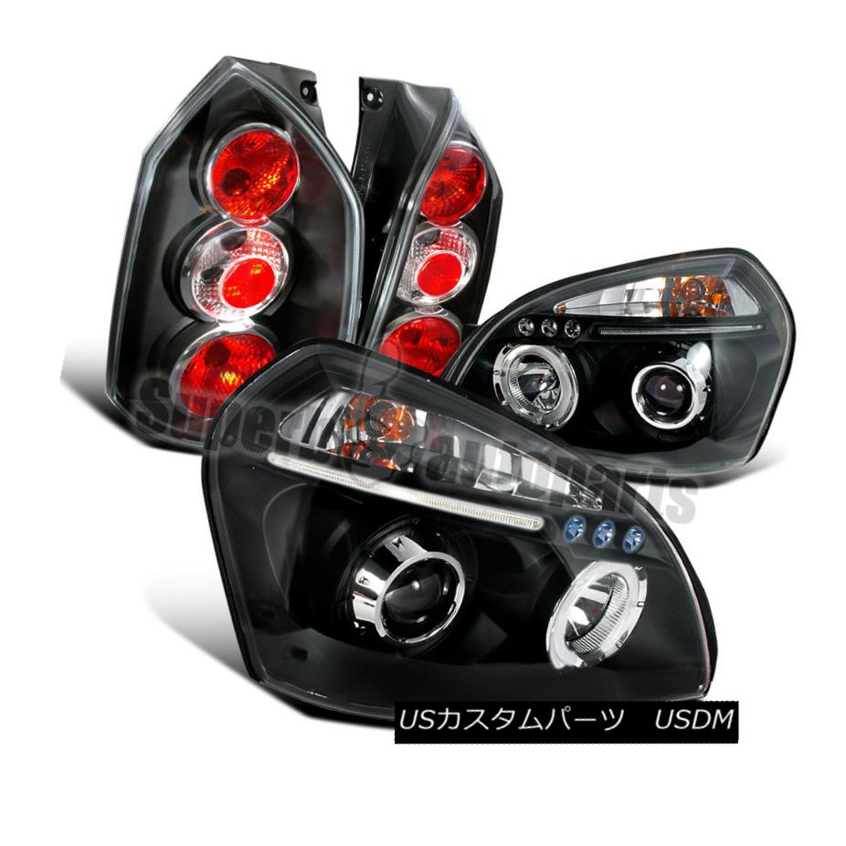 ヘッドライト For 2005-2009 Tucson Halo LED Projector Headlights+Tail Brake Lamps Black Combo 2005 - 2009年ツーソンハローLEDプロジェクターヘッドライト+タイ lブレーキランプブラックコンボ 【並行輸入品】