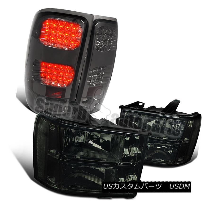 ヘッドライト 2007-2013 GMC Sierra Pickup Smoke Headlights Clear+LED Tail Lamps Brake Lights 2007年?2013年GMC Sierraピックアップ煙ヘッドライトクリア+ LEDテールランプブレーキライト 【並行輸入品】