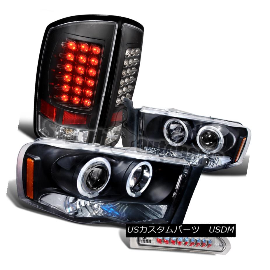 ヘッドライト 2002-2005 Dodge Ram Black Halo Projector Headlight+LED Tail Lamp+3rd Brake Light 2002-2005ダッジラムブラックハロープロジェクターヘッドライト+ LEDテールランプ+第3ブレーキライト 【並行輸入品】