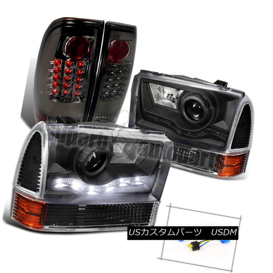 ヘッドライト 1999-2004 F250 SMD Projector Headlight Black+Corner Signal+LED Tail Light Smoke 1999-2004 F250 SMDプロジェクターヘッドライトブラック+コーナー信号+ LEDテールライトスモーク 【並行輸入品】