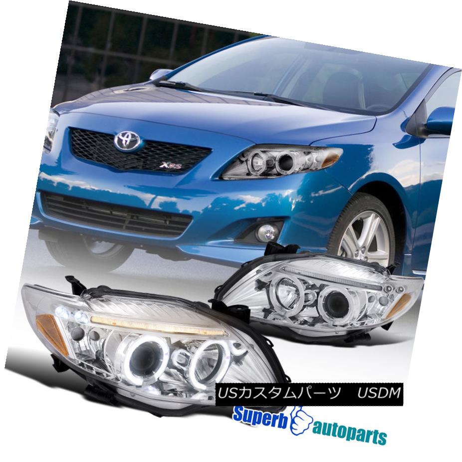 ヘッドライト 2009-2010 Toyota Corolla Clear Led Halo Projector Headlights Chrome SpecD Tuning 2009-2010トヨタカローラクリアライトヘイロープロジェクターヘッドライトChrome SpecD Tuning 【並行輸入品】