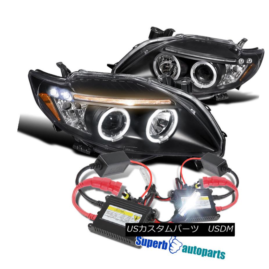 ヘッドライト 2009-2010 Toyota Corolla LED Halo Projector Headlights Black+H1 Slim HID Kit 2009-2010トヨタカローラLEDハロープロジェクターヘッドライトブラック+ H1スリムHIDキット 【並行輸入品】
