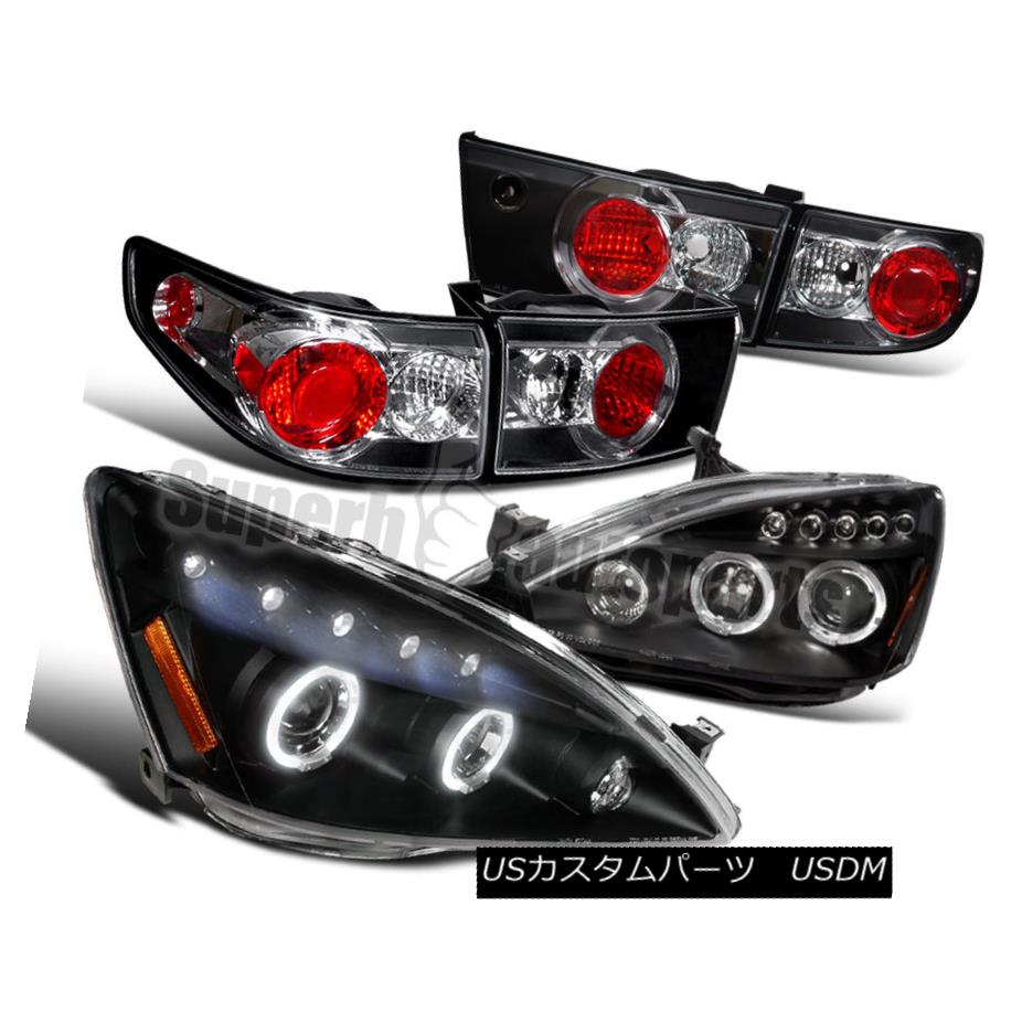 ヘッドライト For 2003-2005 Accord 4dr Halo LED Projector Headlight+Tail Trunk Lights Black 2003?2005年Accord 4dr Halo LEDプロジェクターヘッドライト+テールトランクライトブラック 【並行輸入品】