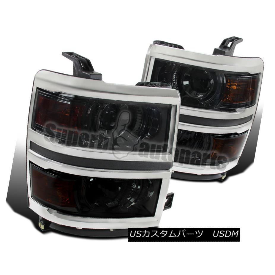 ヘッドライト 2014-2015 Chevy Silverado 1500 Chrome Smoke Projector Headlights+Amber Corner 2014-2015 Chevy Silverado 1500 Chromeの煙霧プロジェクターヘッドライト+ Amb erコーナー 【並行輸入品】