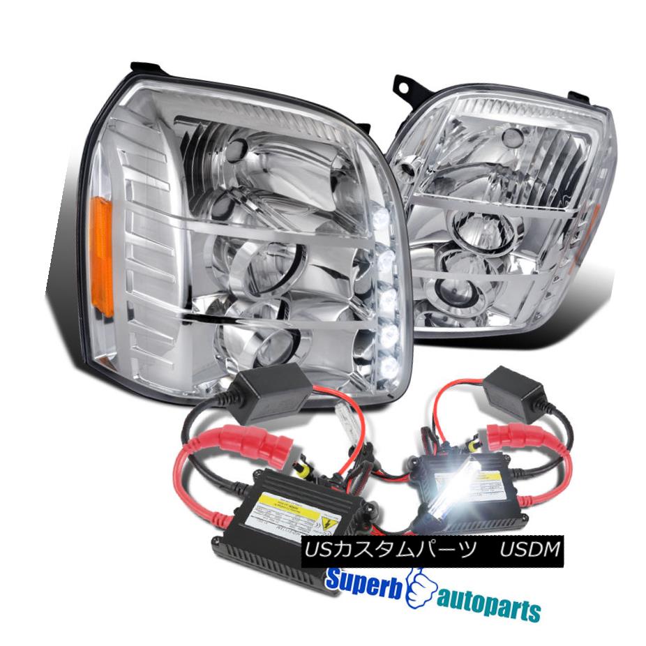 ヘッドライト 2007-2012 GMC Yukon Denali XL LED Projector Headlights Chrome+H1 Slim HID Kit 2007-2012 GMC Yukon Denali XL LEDプロジェクターヘッドライトChrome + H1スリムHIDキット 【並行輸入品】