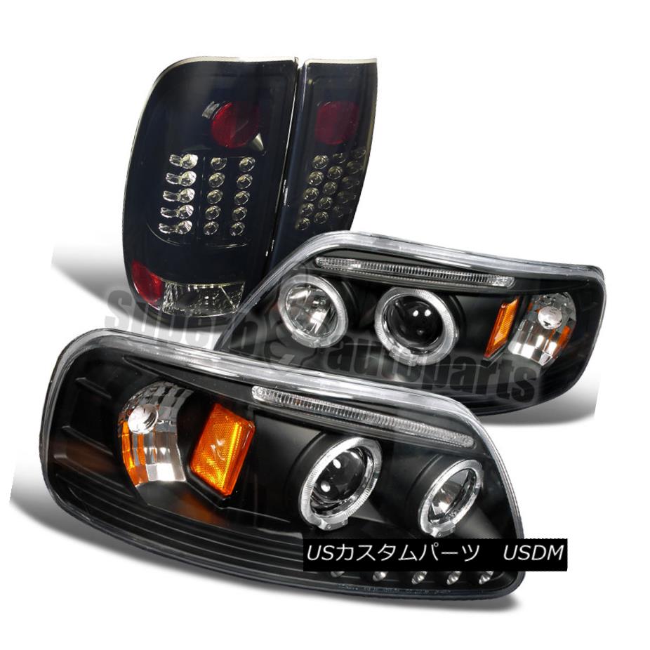 ヘッドライト 1997-2003 Ford F150 Black Halo LED Projector Headlights+Glossy Black Tail Lamps 1997-2003フォードF150ブラックハローLEDプロジェクターヘッドライト+グロー ssyブラックテールランプ 【並行輸入品】