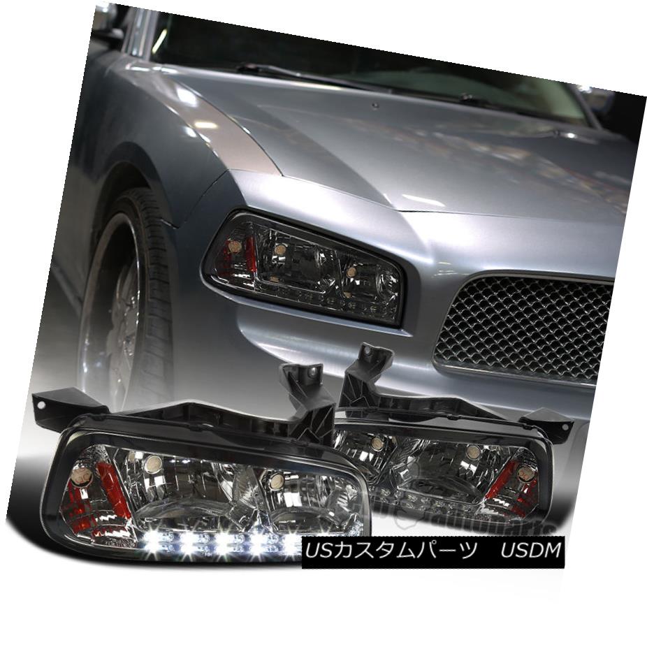 ヘッドライト 2006-2010 Dodge Charger Replacement Smoke LED DRL Headlights Corner Signal Lamps 2006-2010ダッジチャージャー交換式煙LED DRLヘッドライトコーナー信号ランプ 【並行輸入品】