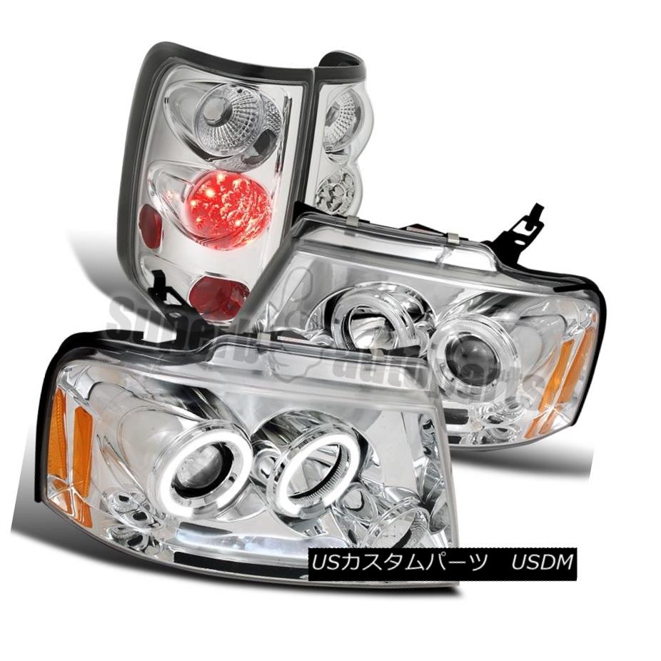 ヘッドライト 2004-2008 Ford F150 Chrome Halo Projector LED Headlights+LED Chrome Tail Lights 2004-2008 Ford F150 Chrome HaloプロジェクターLEDヘッドライト+ LEDクロームテールライト 【並行輸入品】