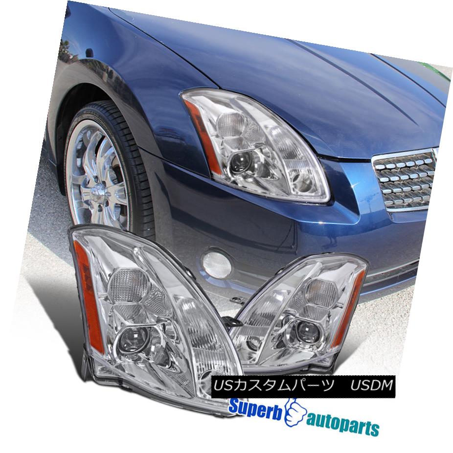 ヘッドライト 2004-2006 For Nissan Maxima Chrome Housing Clear Lens Projector Headlights Pair 2004-2006日産マキシマクロームハウジング用クリアレンズプロジェクターヘッドライトペア 【並行輸入品】