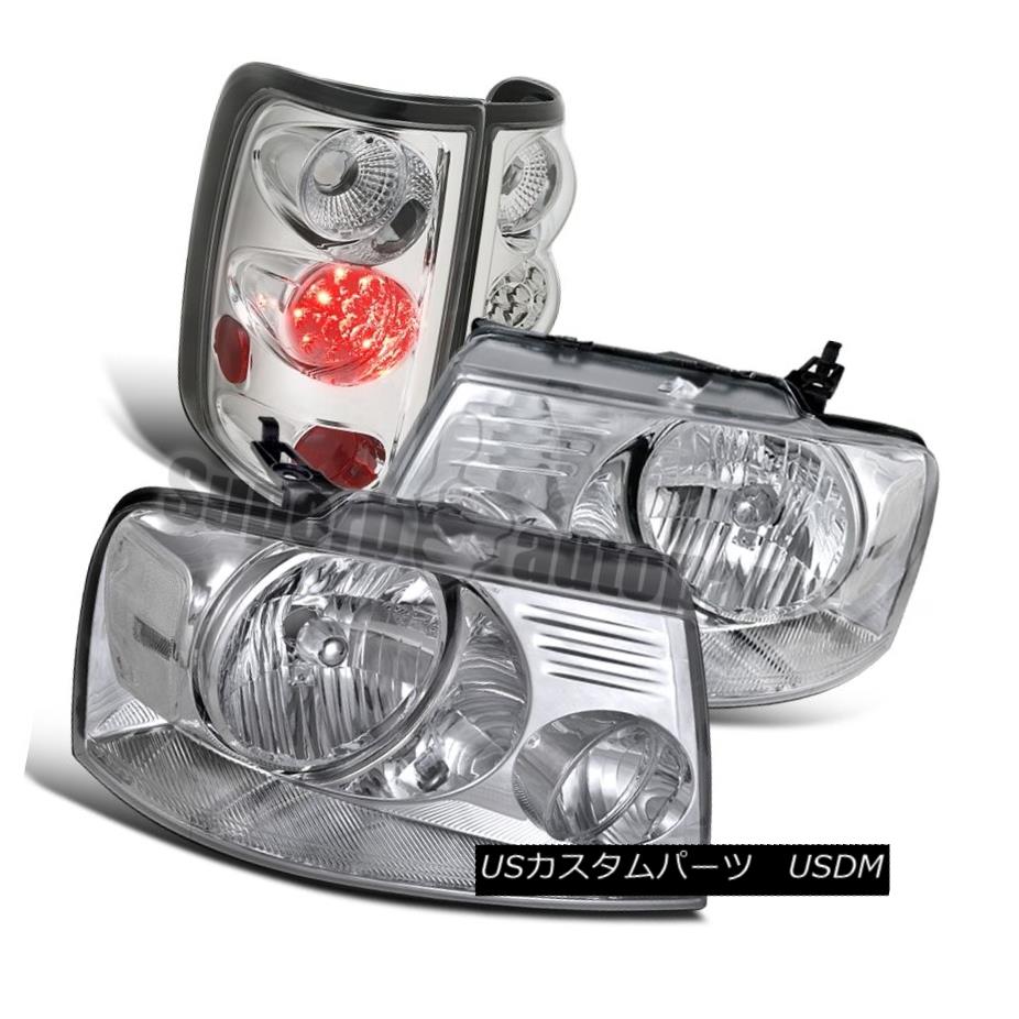 ヘッドライト 2004-2008 Ford F150 Euro Headlights Chorme Clear + LED Clear Tail Brake Lights 2004-2008フォードF150ユーロヘッドライトクロームクリア+ LEDクリアテールブレーキライト 【並行輸入品】