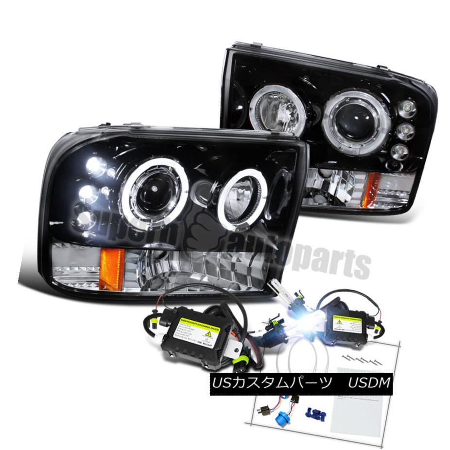 ヘッドライト 1999-2004 Ford F250 Halo LED Projector Head Lights Glossy Black+H1 Slim HID Kit 1999-2004 Ford F250 Halo LEDプロジェクターヘッドライト光沢ブラック+ H1スリムHIDキット 【並行輸入品】