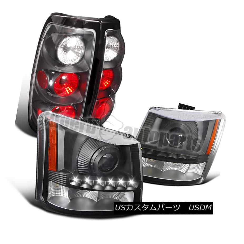 ヘッドライト 2003-2006 Chevy Silverado SMD LED DRL Projector Headlights+Tail Lights Black 2003-2006シボレーシルバラードSMD LED DRLプロジェクターヘッドライト+タイ lライトブラック 【並行輸入品】