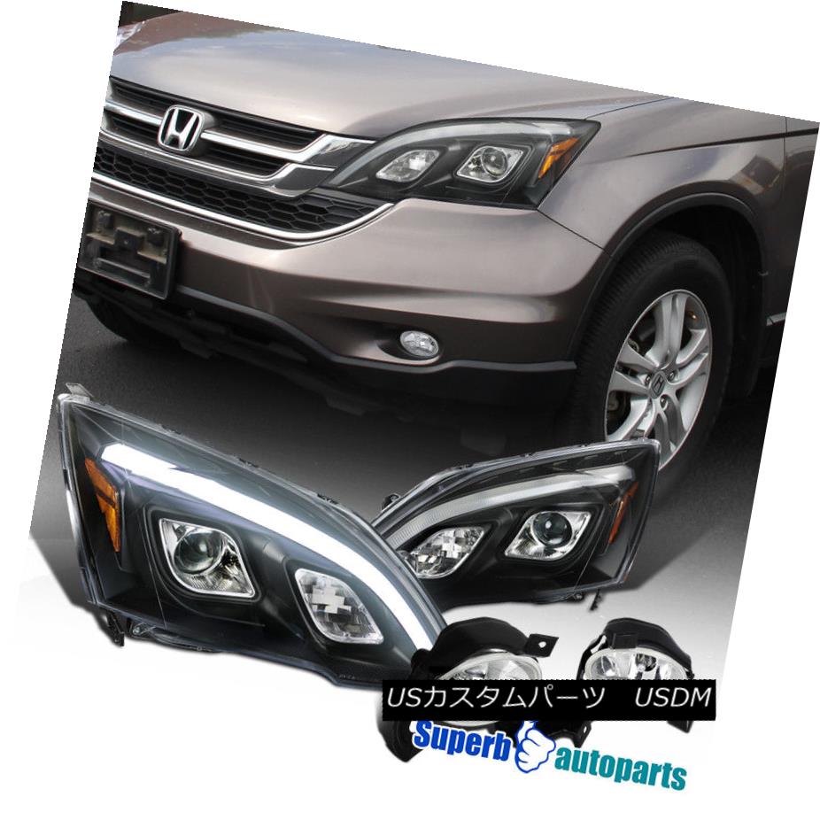 ヘッドライト 10-11 Fit Honda CRV Black LED DRL Projector Headlights+Driving Fog Lamps+Switch 10-11ホンダCRVブラックLED DRLプロジェクターヘッドライト+ドライ Fogランプ+スイッチ 【並行輸入品】
