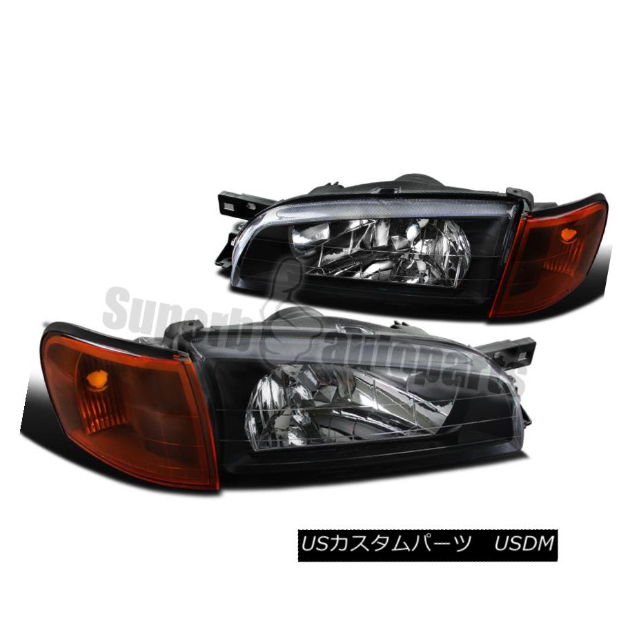 ヘッドライト For 95-01 Subaru Impreza Black Clear Headlights+Amber Corner Turn Signal Lamps 95-01用スバルインプレッサブラッククリアヘッドライト+アンバー コーナーターンシグナルランプ 【並行輸入品】