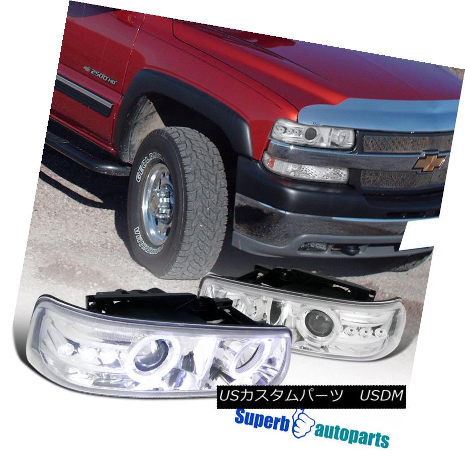 ヘッドライト 1999-2002 Chevy Silverado LED Dual Halo Projector Headlights Head Lamps Clear 1999-2002シボレーシルバラードデュアルヘイロープロジェクターヘッドライトヘッドランプクリア 【並行輸入品】