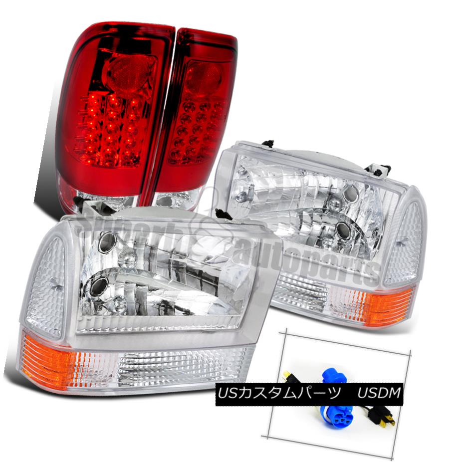 ヘッドライト 1999-2004 F250 F350 Headlights+Corner Signal Lamps Clear+LED Tail Lights Red 1999-2004 F250 F350ヘッドライト+ Cor ner信号ランプClear + LEDテールライト赤 【並行輸入品】
