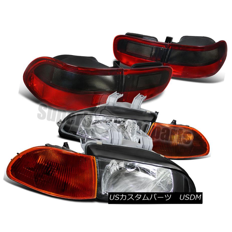 ヘッドライト For 1992-1995 Civic 4dr Headlight Black+Smoke Amber Corner Lamp+Tail Lights 1992-1995シビック4drヘッドライトブラック+スモークアンバーコーナーランプ+テールライト 【並行輸入品】