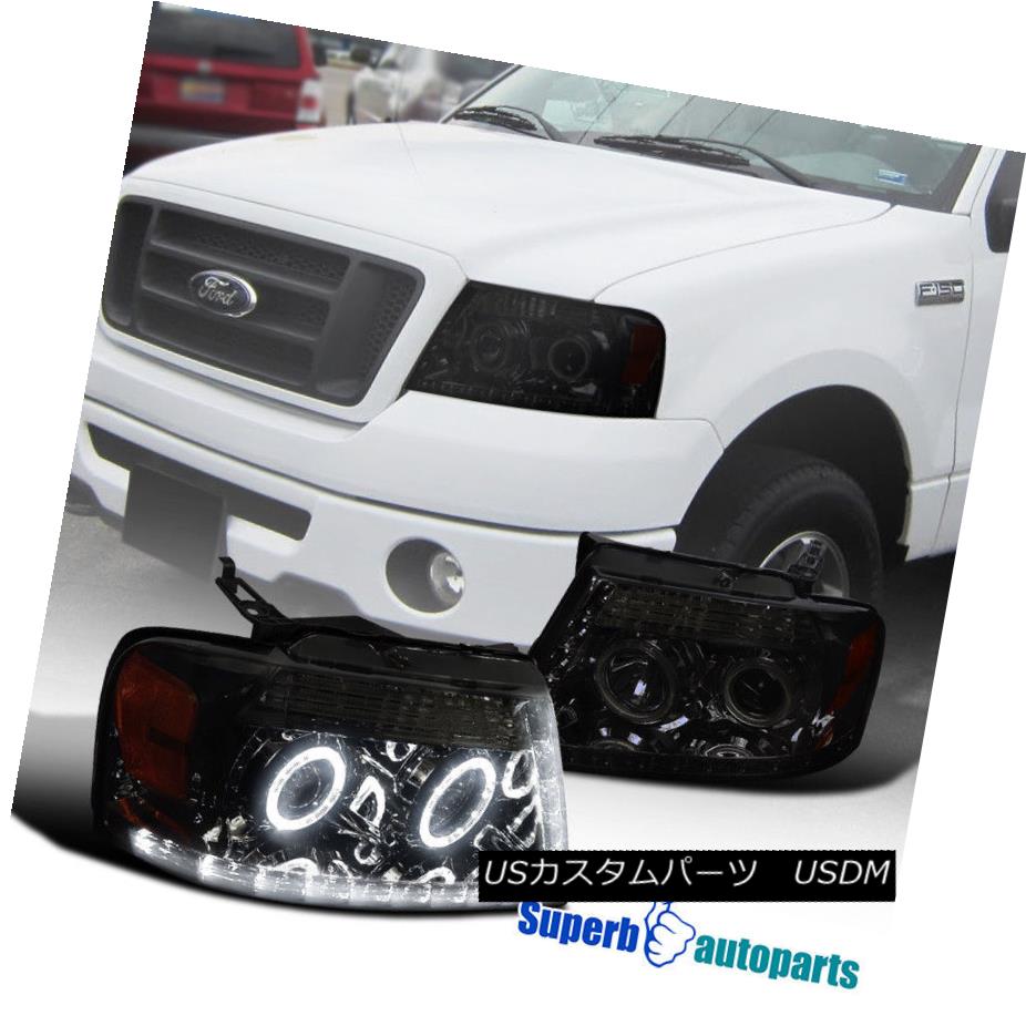 ヘッドライト 2004-2008 Ford F150 R8 Style LED Loop Dual Halo Headlights Smoke 2004-2008フォードF150 R8スタイルLEDループデュアルヘビーヘッドライトスモーク 【並行輸入品】