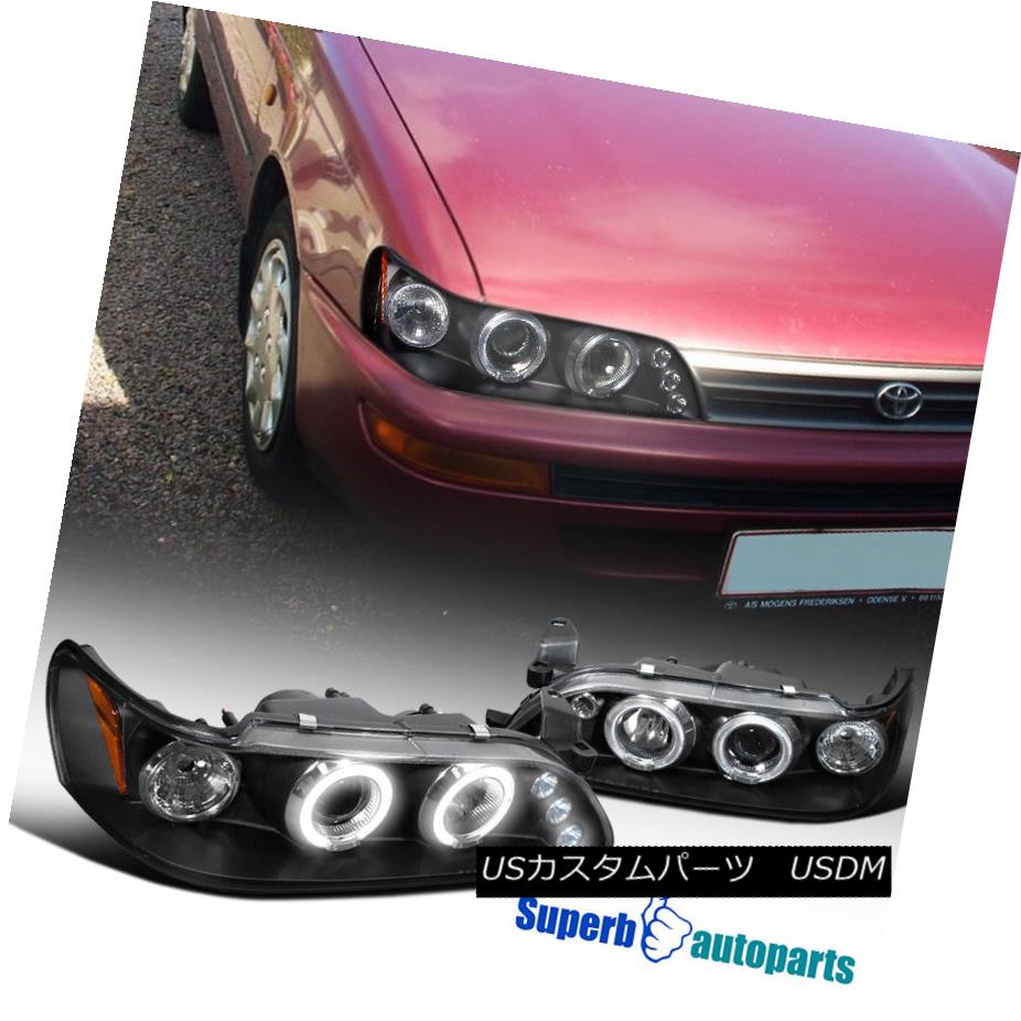 ヘッドライト 1993-1997 Toyota Corolla LED Halo Projector Headlights Black SpecD Tuning 1993-1997トヨタカローラLEDハロープロジェクターヘッドライトブラックスペックチューニング 【並行輸入品】