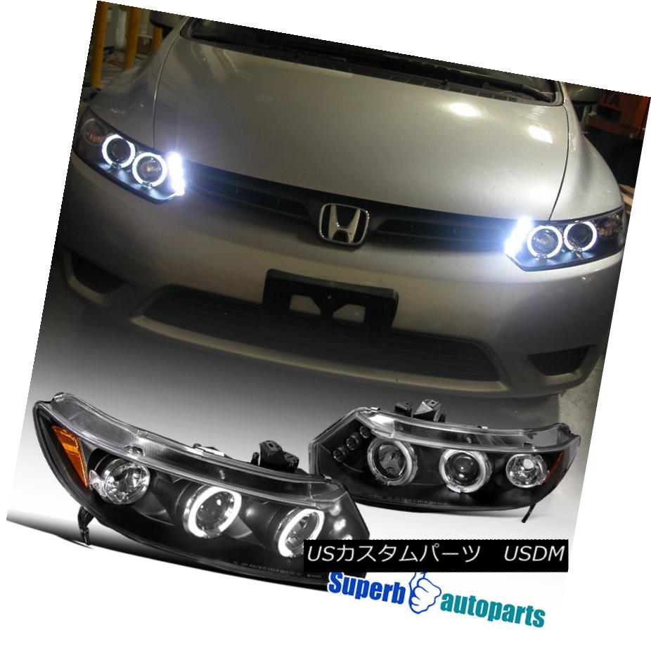 ヘッドライト For 2006-2011 Civic 2Dr Led Dual Halo Projector Headlight Black SpecD Tuning 2006?2011年シビック2Drのデュアル・ハロー・プロジェクター・ヘッドライト・ブラック・スペック・チューニング 【並行輸入品】