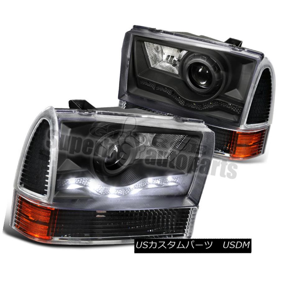 ヘッドライト 99-04 F250 F350 F450 F550 SMD LED DRL Projector Headlights Black+Corner Signal 99-04 F250 F350 F450 F550 SMD LED DRLプロジェクターヘッドライトブラック+コーナー信号 【並行輸入品】