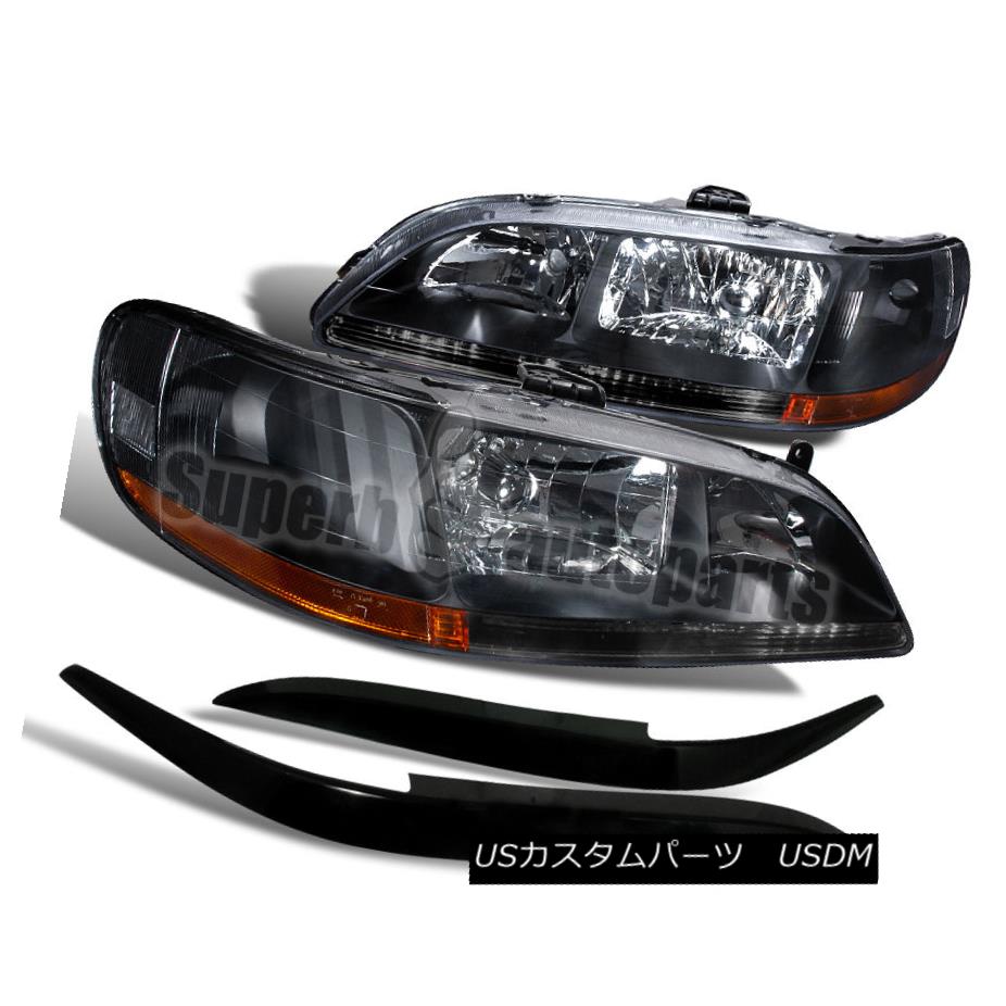 ヘッドライト For 1998-2002 Honda Accord JDM Headlights Black+ Eyebrow Eyelid 1998?2002年ホンダアコードJDMヘッドライトブラック+アイブローアイライト 【並行輸入品】