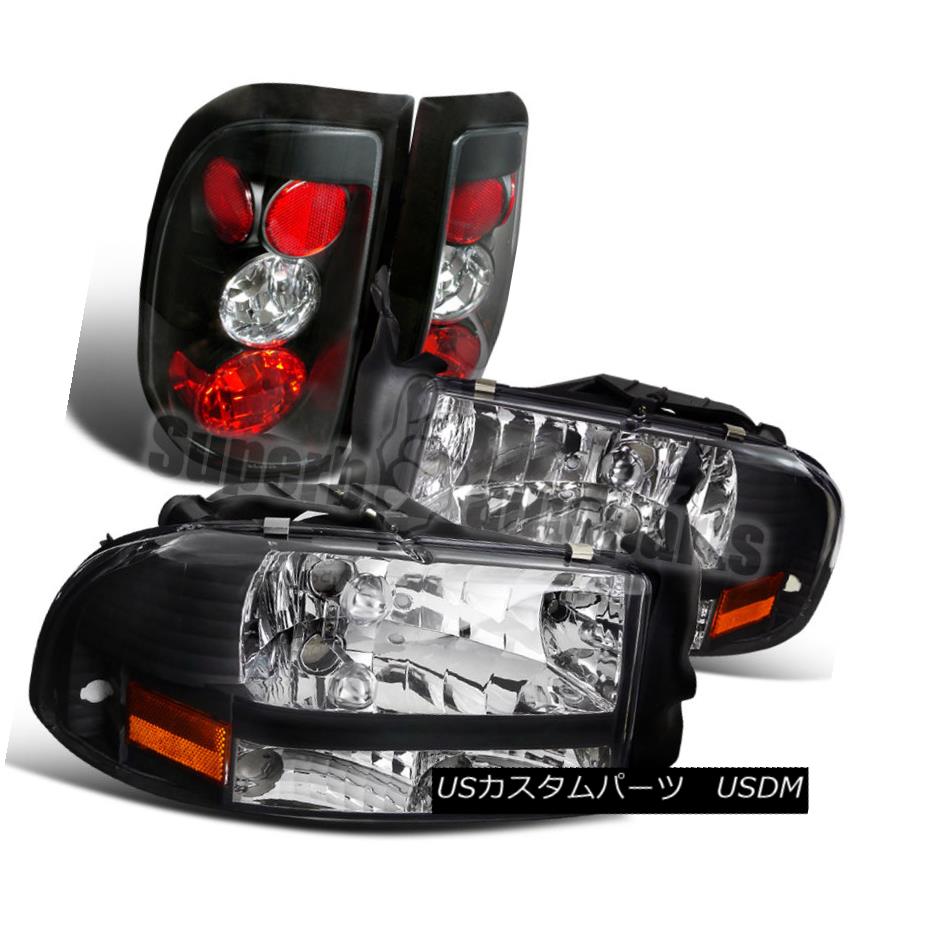 ヘッドライト 1997-2004 Dodge Dakota Crystal Headlights+Tail Brake Lamps Black 1997-2004ダッジダコタクリスタルヘッドライト+タイ lブレーキランプブラック 【並行輸入品】