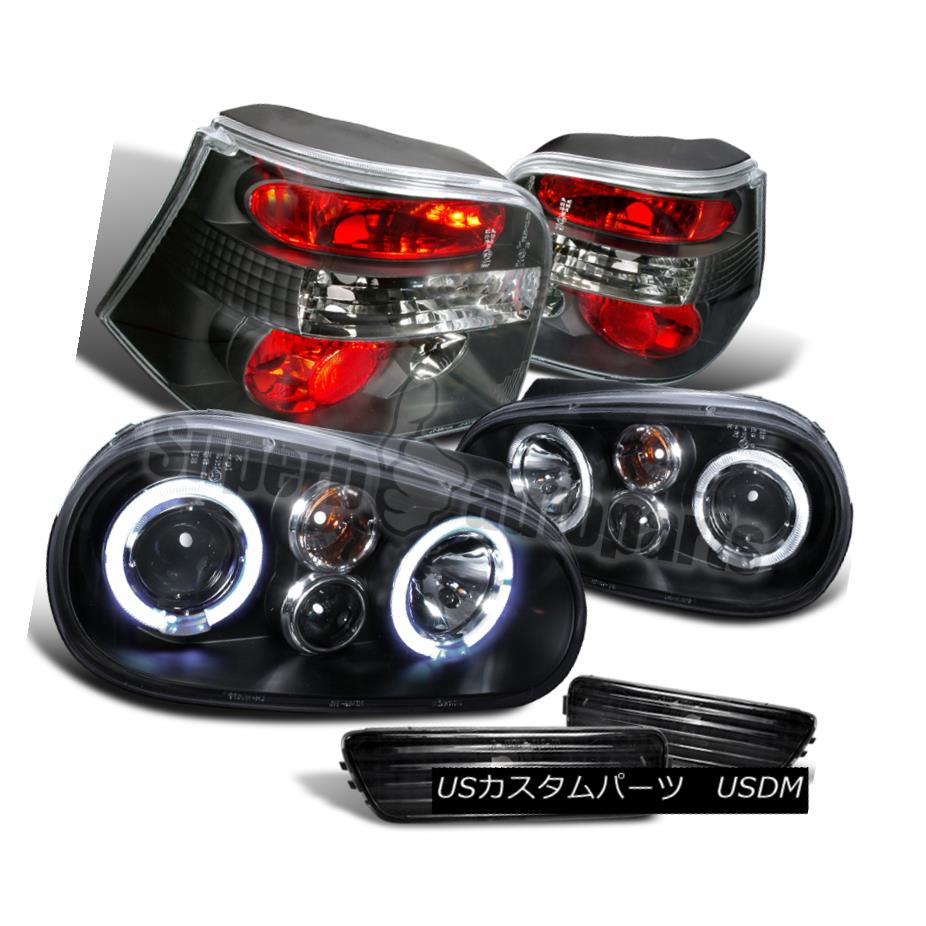 ヘッドライト 1999-2006 VW Golf MK4 Halo Projector Headlights+Bumper Lamps+Tail Lights Black 1999-2006 VWゴルフMK4ハロープロジェクターヘッドライト+バーン 、ランプ+テールライトブラック 【並行輸入品】