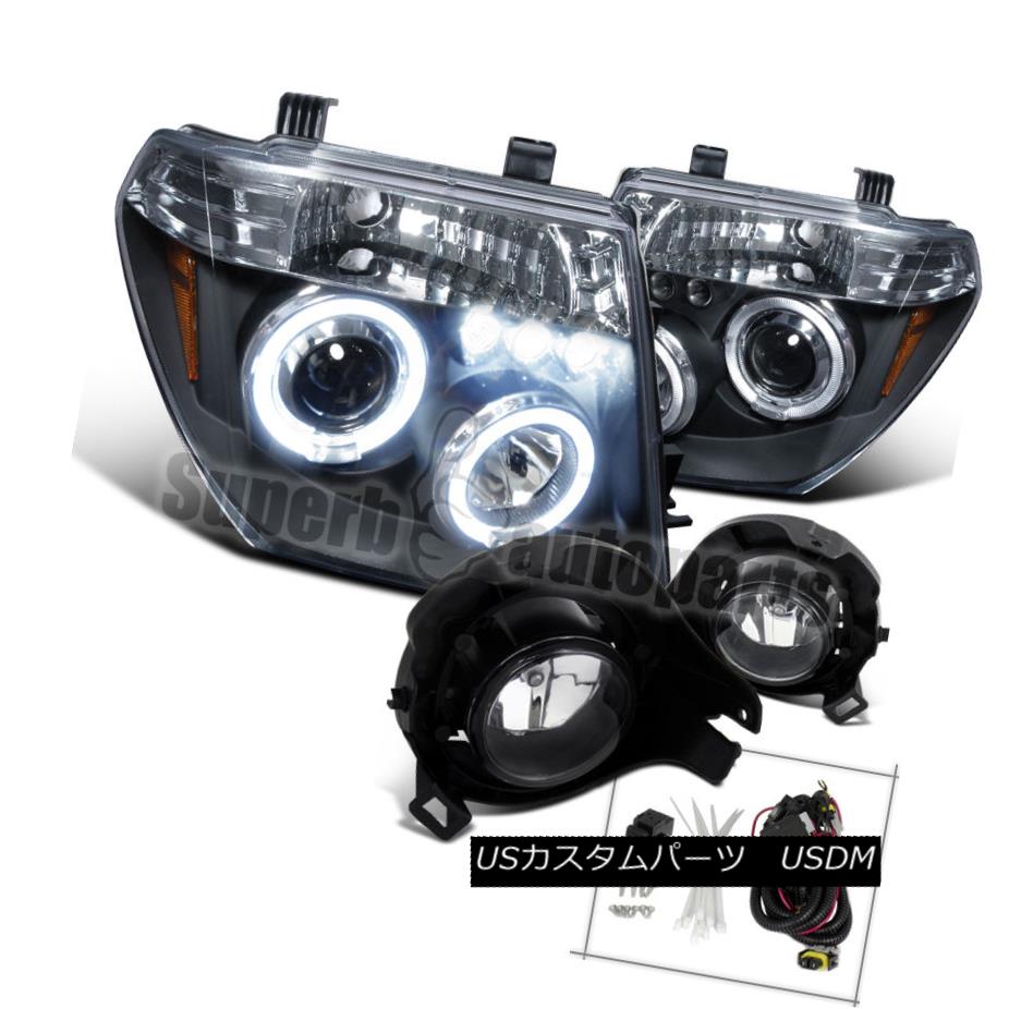 ヘッドライト For 2005-2008 Pathfinder/ Frontier Led Halo Projector Headlights Black+Fog Lamps 2005-2008年Pathfinder / Frontier Led Haloプロジェクターヘッドライトブラック+フォグランプ 【並行輸入品】
