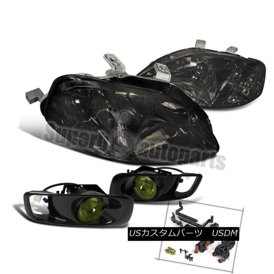 ヘッドライト For 1999-2000 Honda Civic JDM Style Diamond Headlight+Bumper Fog Lamp Smoke Lens 1999-2000 Honda Civic JDMスタイルダイヤモンドヘッドライト+バンプ erフォグランプスモークレンズ 【並行輸入品】