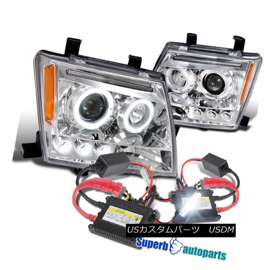 ヘッドライト For 2005-2012 Xterra Halo Led Projector Headlights Chrome+H1 Slim HID 2005?2012年Xterra Halo LedプロジェクターヘッドライトChrome + H1 Slim HID 【並行輸入品】